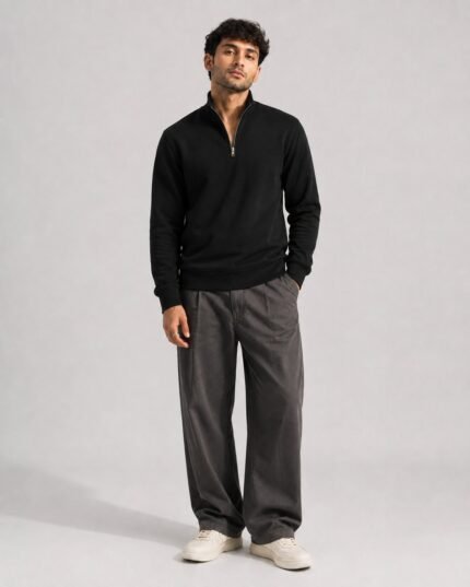Jet Black – Essential Mock Neck Pullover
