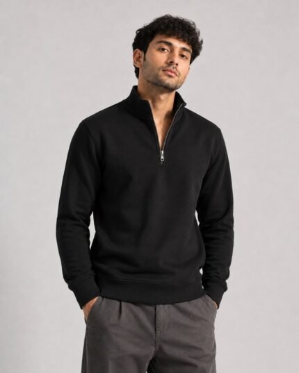 Jet Black – Essential Mock Neck Pullover