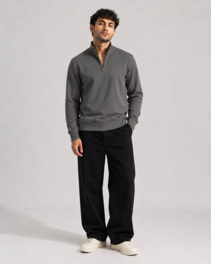 Charcoal Grey – Essential Mock Neck Pullover