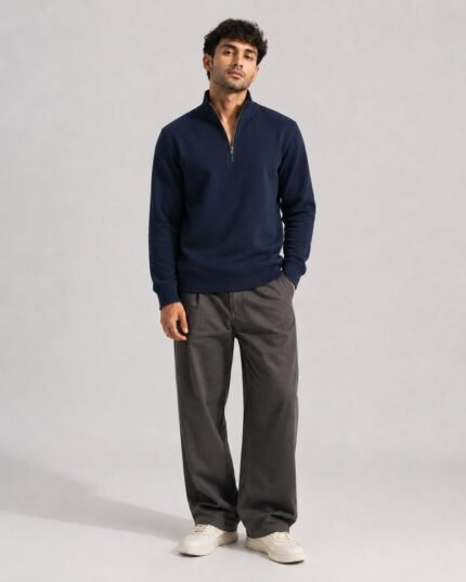 Navy Blue – Essential Mock Neck Pullover