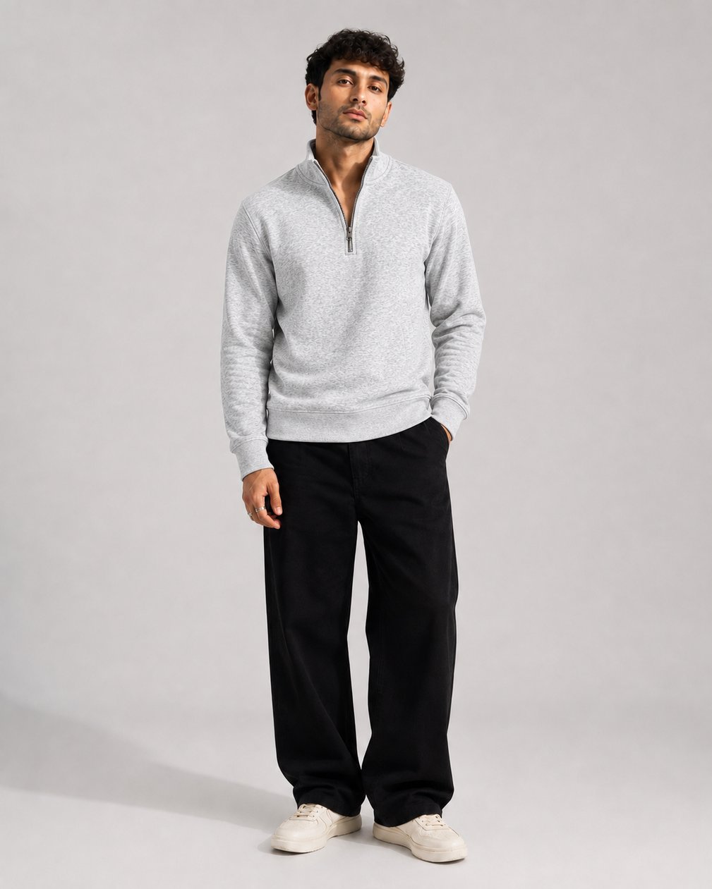 Grey - Half-Zip Sweatshirt